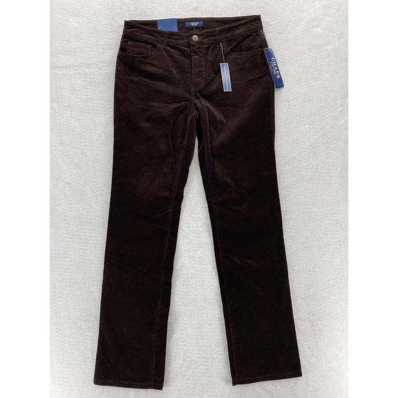Chaps Corduroy Pants Womens 8 Dark Brown Slimming Straight Stretch Flattering - Picture 1 of 13